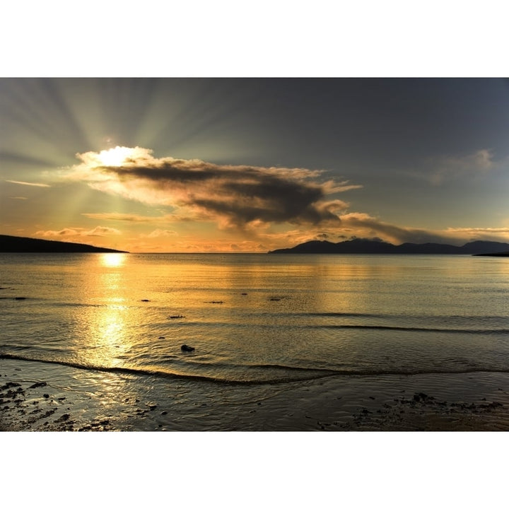 Isle Of Arran Argyll And Bute Kilbride Bay Scotland; Sunset Over Beach Poster Print Image 1