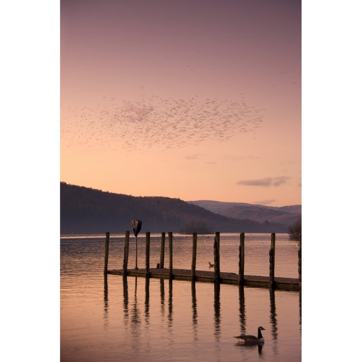 Sunset Over A Dock In The Lake England Poster Print Image 2