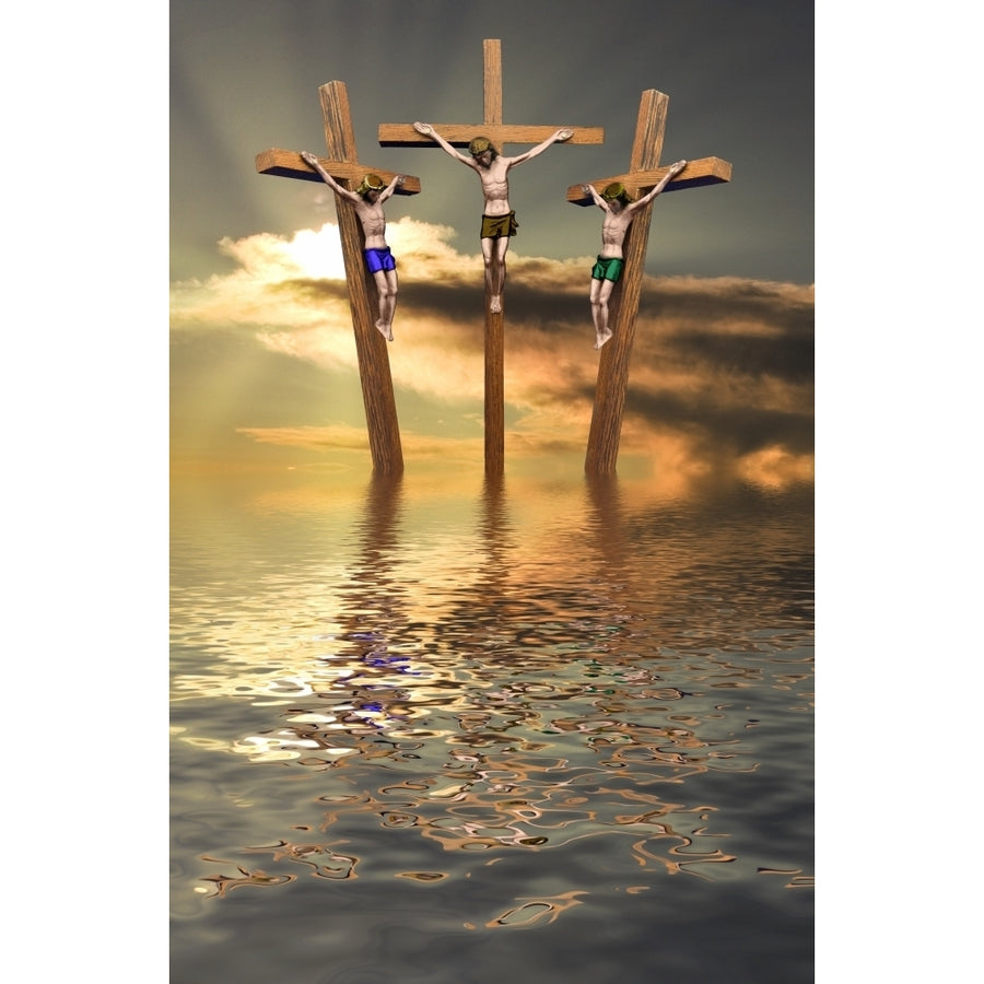 Jesus And Two Thieves On The Cross Poster Print Image 1