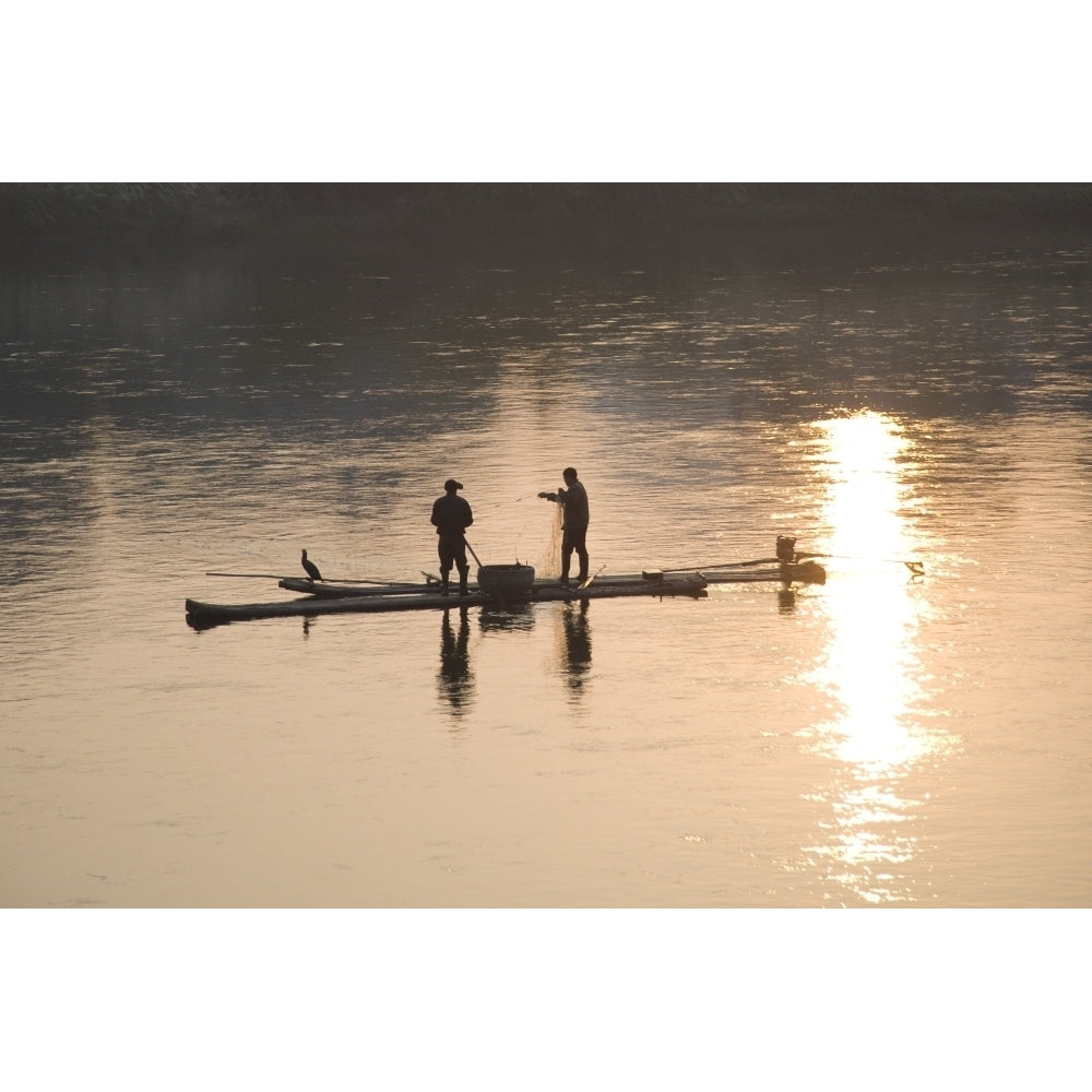 Men On A Raft Fishing Poster Print Image 1