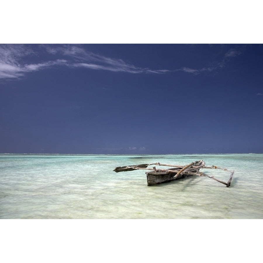 Zanzibar Tanzania; Dhow In Shallow Water Poster Print Image 1