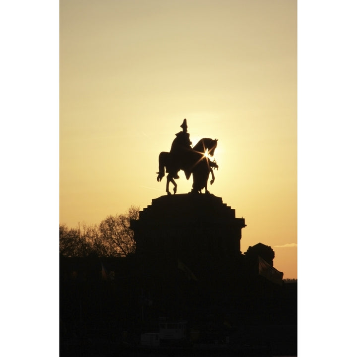 Silhouette Of Statue Of Kaiser Wilhelm I; Koblenz Rheinland Pfalz Germany Poster Print Image 1