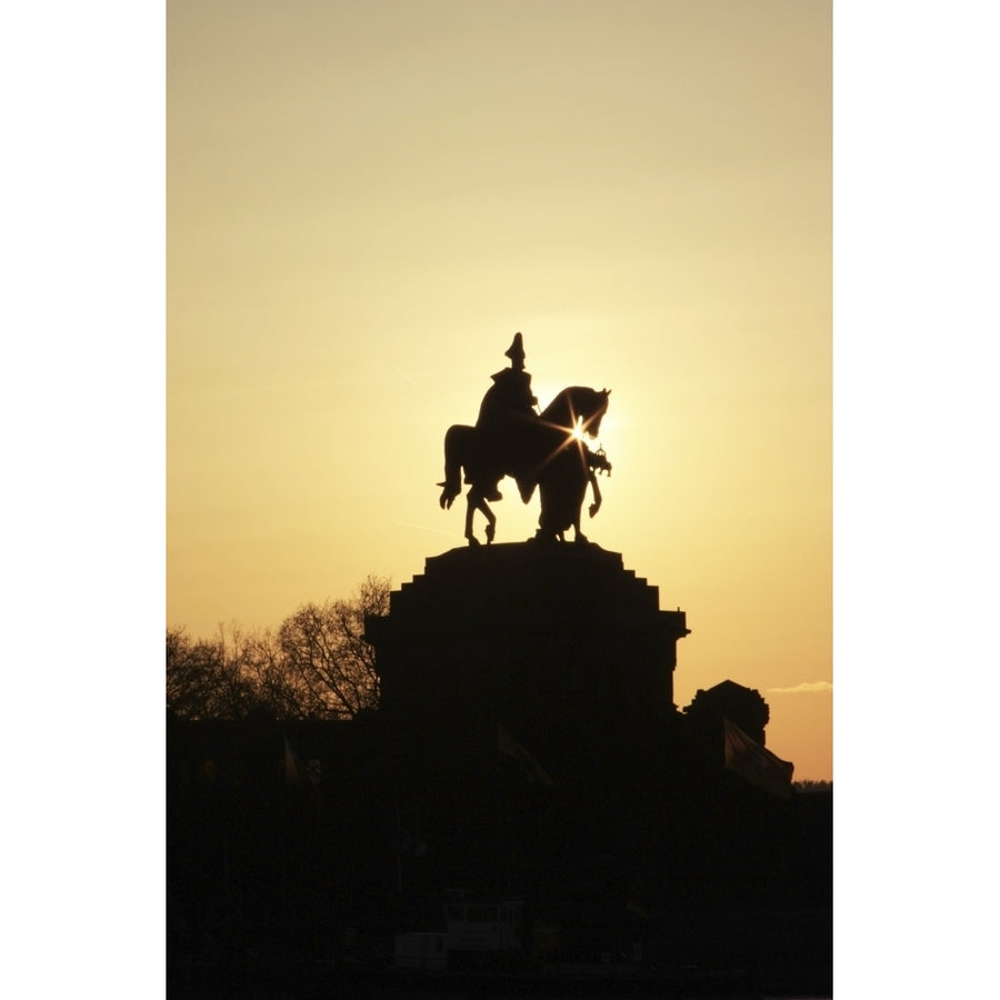 Silhouette Of Statue Of Kaiser Wilhelm I; Koblenz Rheinland Pfalz Germany Poster Print Image 1