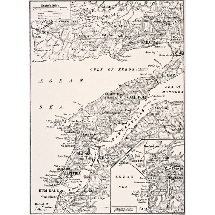 Detailed Map Of Gallipoli Peninsula And The Dardanelles Turkey In 1915 Showing British And Allied Landing Beaches From T Image 2