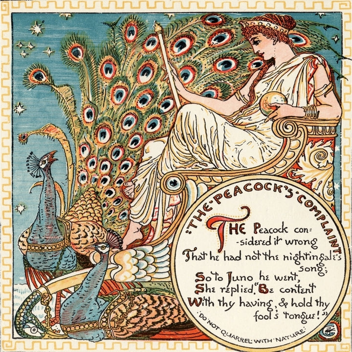 The Peacocks Complaint From The Book Babys Own Aesop By Walter Crane Published C1920 Poster Print Image 1