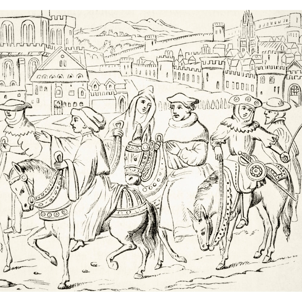 The Canterbury Pilgrims Leave Canterbury Scene From The Canterbury Tales By Geoffrey Chaucer From The National And Dom 1 Image 1