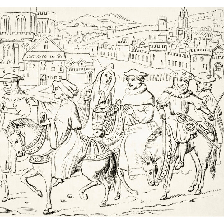 The Canterbury Pilgrims Leave Canterbury Scene From The Canterbury Tales By Geoffrey Chaucer From The National And Dom 1 Image 1