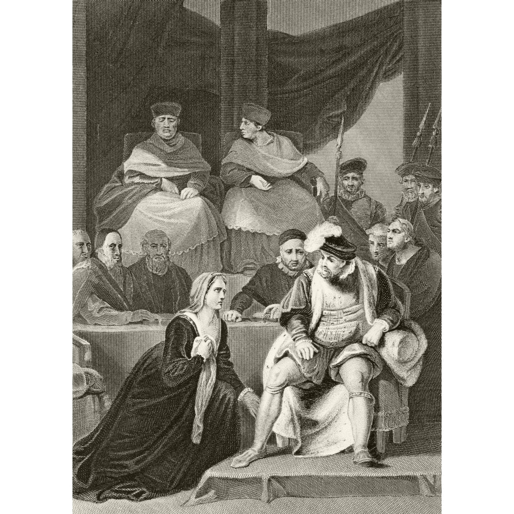 Catherine Of Aragon Kneeling Before Her Husband King Henry Viii Of England At The Trial Of Their Marriage From The Natio Image 1