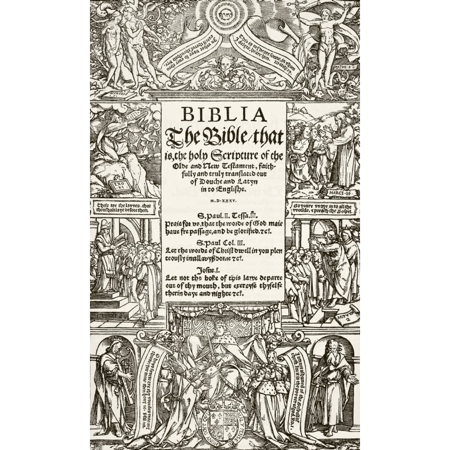 Title Page Of The Coverdale Bible Printed 1535 From The National And Domestic History Of England By William Aubrey Publ Image 1