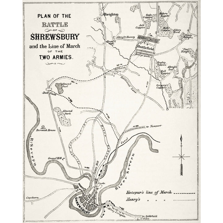 Plan Of The Battle Of Shrewsbury Shropshire England Fought July 21 1403. From Image 2