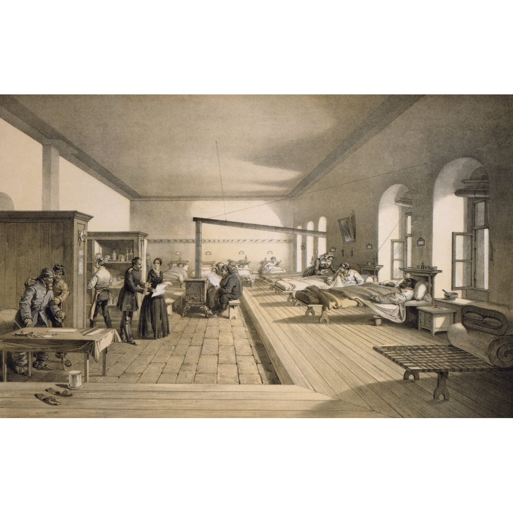 Florence Nightingale In One Of The Wards Of The Hospital At Scutari From Published 1856 After A Picture By William Simps Image 1