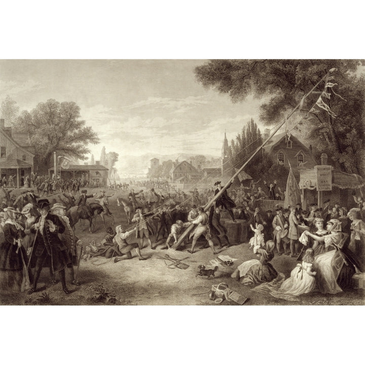 Raising The Liberty Pole 1776. An Engraving Of 1875 By John C. Mcrae After A Painting By F.A. Charman Print Image 1