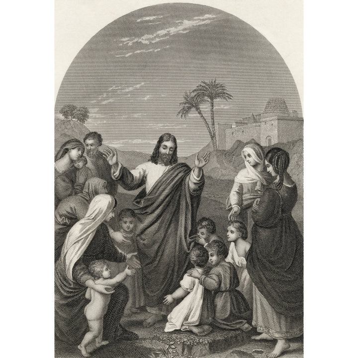 Christ Blessing The Little Children Engraved By S Allen After Overbeke From The National Illustrated Family Bible Publis Image 2