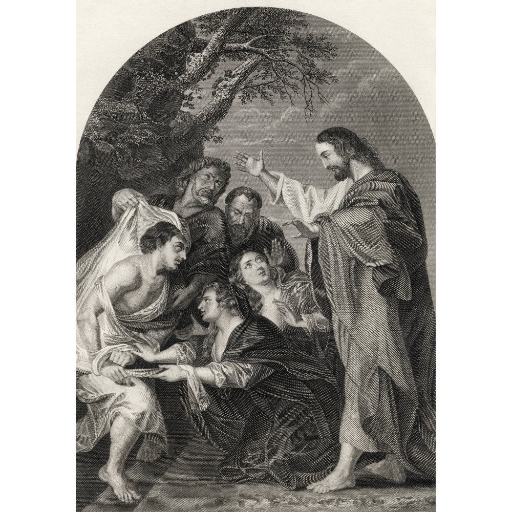 The Raising Of Lazarus Engraved By S Allen From The National Illustrated Family Bible Published C1870 Print Image 2