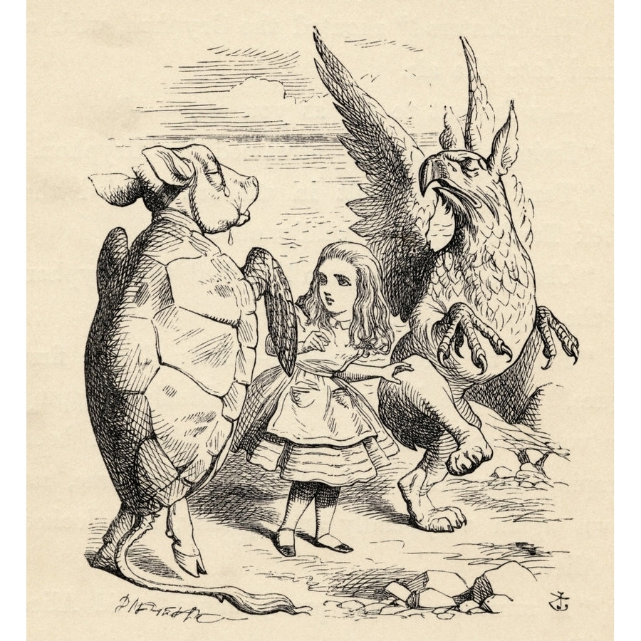 Alice With The Gryphon And The Mock Turtle Illustration By John Tenniel From The Book Alicess Adventures In Wonderland Image 1