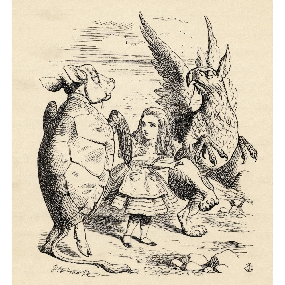 Alice With The Gryphon And The Mock Turtle Illustration By John Tenniel From The Book Alicess Adventures In Wonderland Image 2