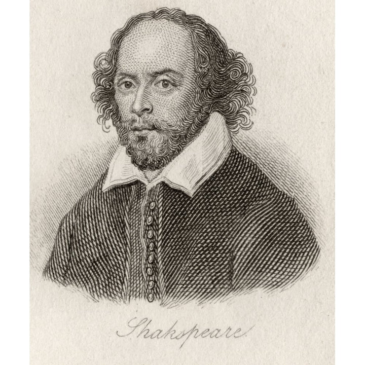 William Shakespeare 1564-1616. English Poet Playwright Dramatist And Actor. Engraved By J.W.Cook. Print Image 1