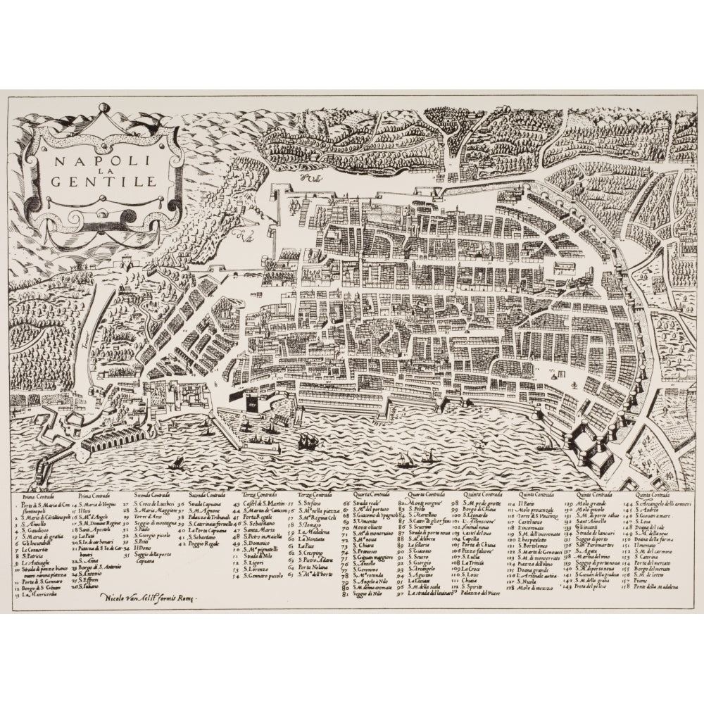 Map Of Naples Italy Undated But Put As Circa 1600 By Map Room British Museum Poster Print Image 2