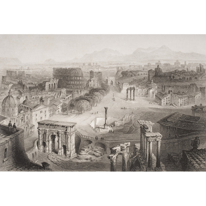 The Roman Forum From The Capitoline Hill Engraved By A.Willmore. Poster Print Image 1