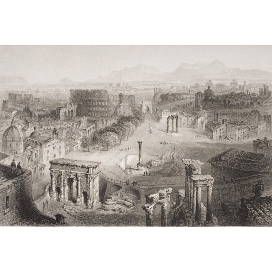 The Roman Forum From The Capitoline Hill Engraved By A.Willmore. Poster Print Image 1