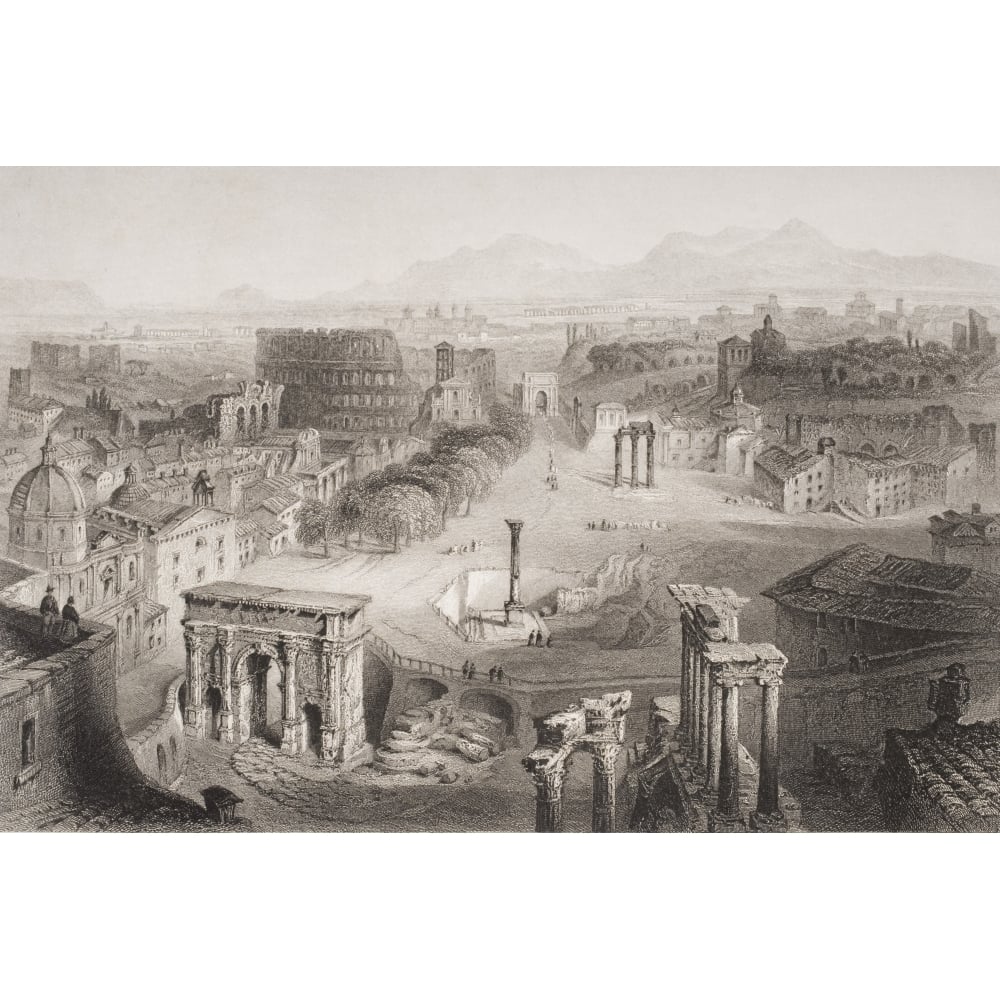 The Roman Forum From The Capitoline Hill Engraved By A.Willmore. Poster Print Image 1