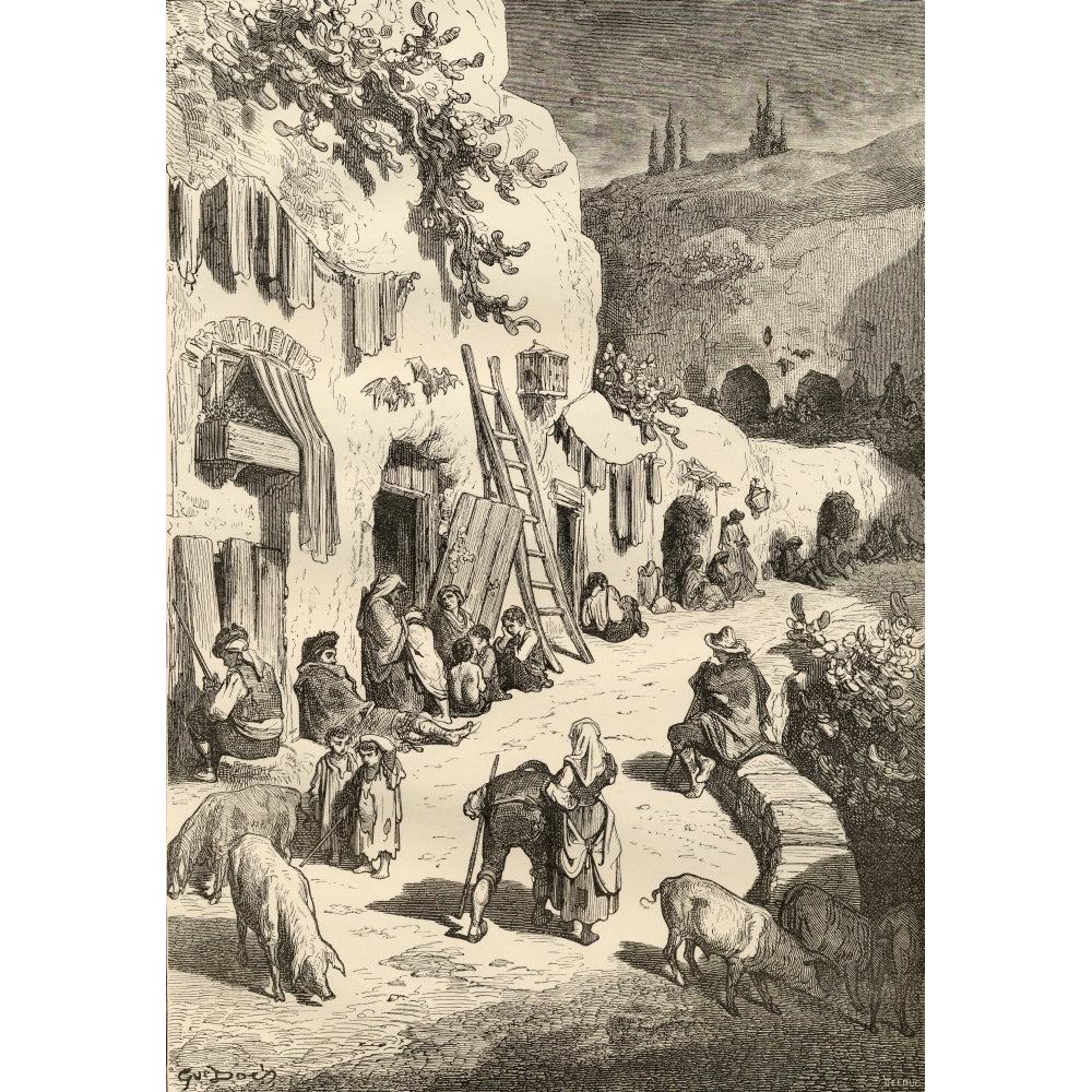 Gypsy Caves Sacro Monte Granada Spain. Drawn By Gustave Dore. From The Book Image 1