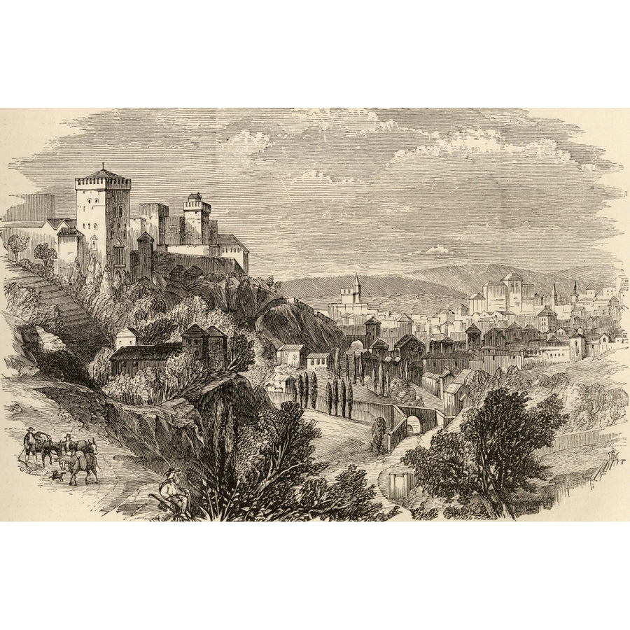 Granada And The Alhambra Spain From The Book Spanish Pictures By The Rev Samuel Manning Published 1870 Print Image 1