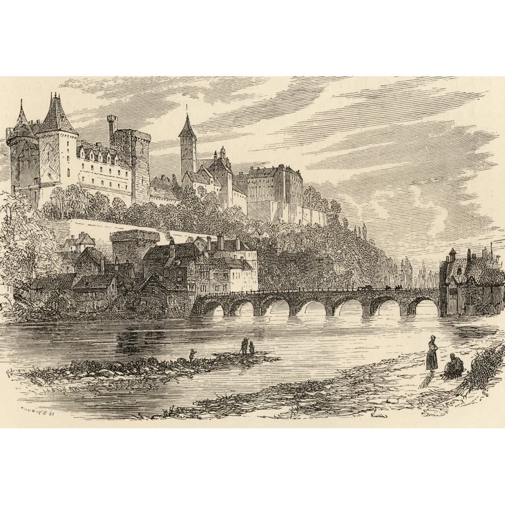 Castle Of Pau Spain From The Book Spanish Pictures By The Rev Samuel Manning Published 1870 Poster Print Image 1