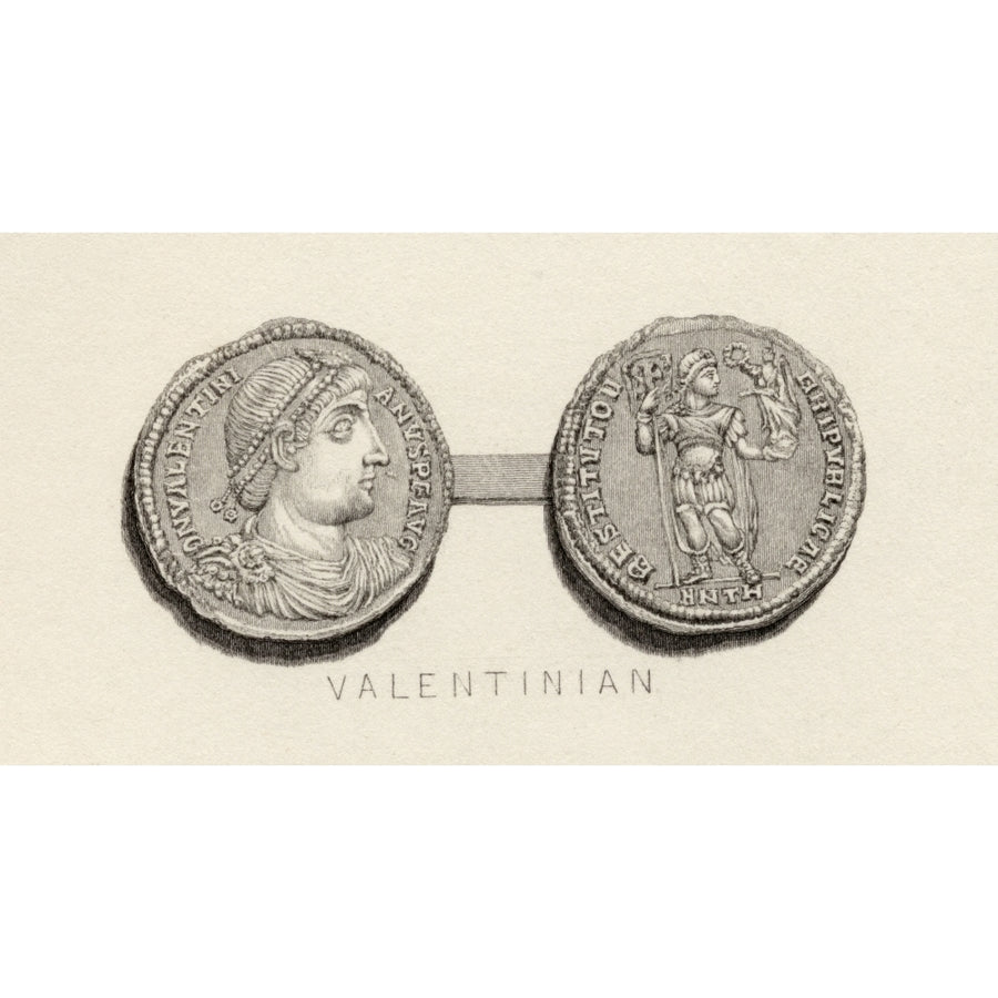 Coin From The Time Of Valentinian Flavius Valentinianus A.D. 321-375. Roman Emperor. Poster Print Image 1