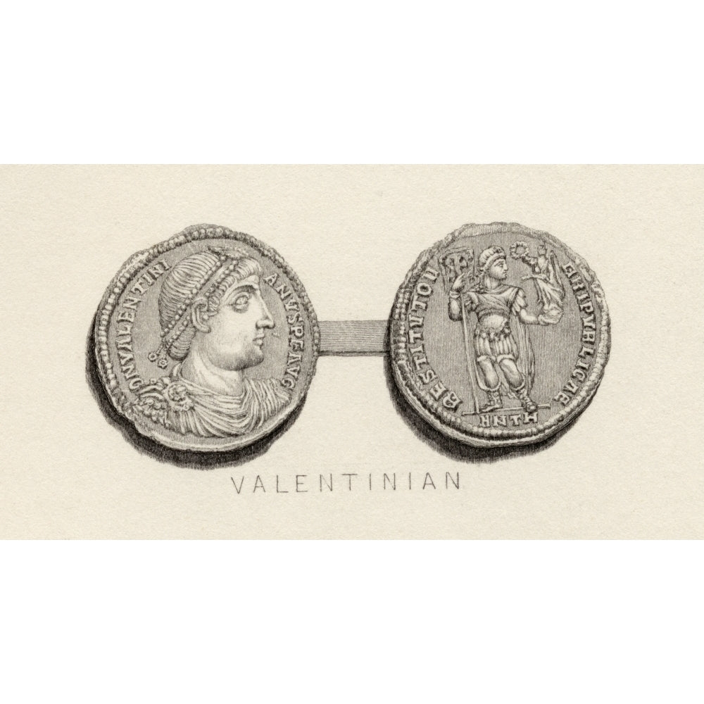 Coin From The Time Of Valentinian Flavius Valentinianus A.D. 321-375. Roman Emperor. Poster Print Image 2