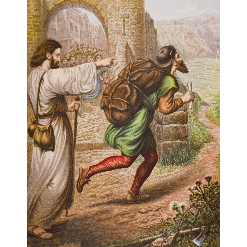 Evangelist Directs Christian On His Way From The Book The Pilgrims Progress By John Bunyan From Late 19Th Century Edi 1 Image 1