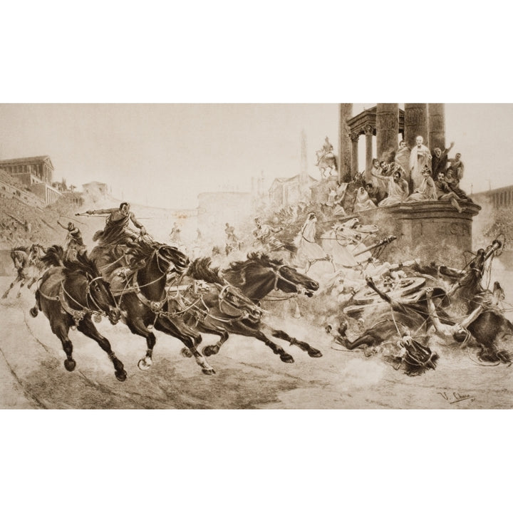 A Roman Chariot Race. From The Picture By U.Checa From The Book The Outline Of Image 2