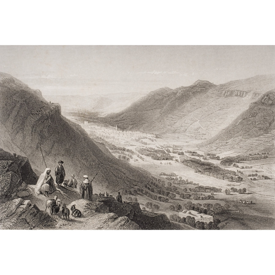 Valley Of Sichem And Nablous From Mount Gerizim Palestine Engraved By J.C. Bentley After W.H. Bartlett Print Image 1