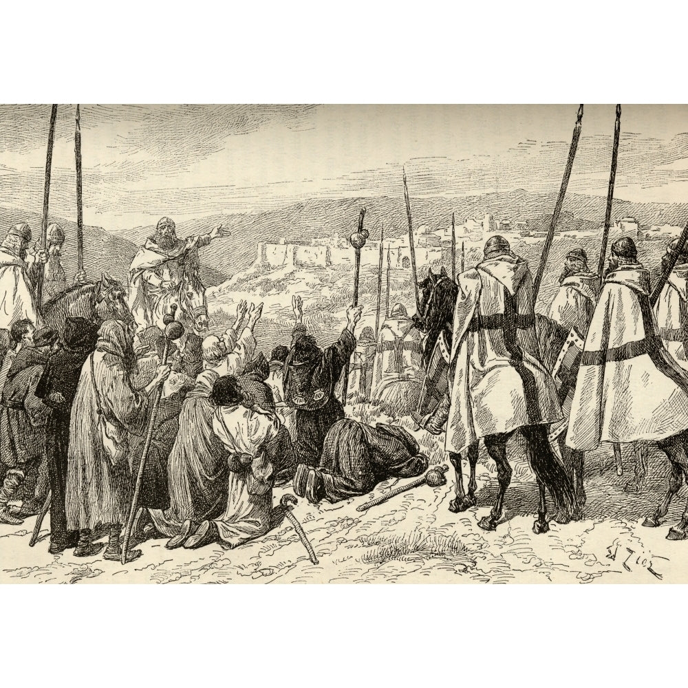 Pilgrims Under Escort Of Knights Templars In Sight Of Jerusalem In The 14Th Century. Poster Print Image 2