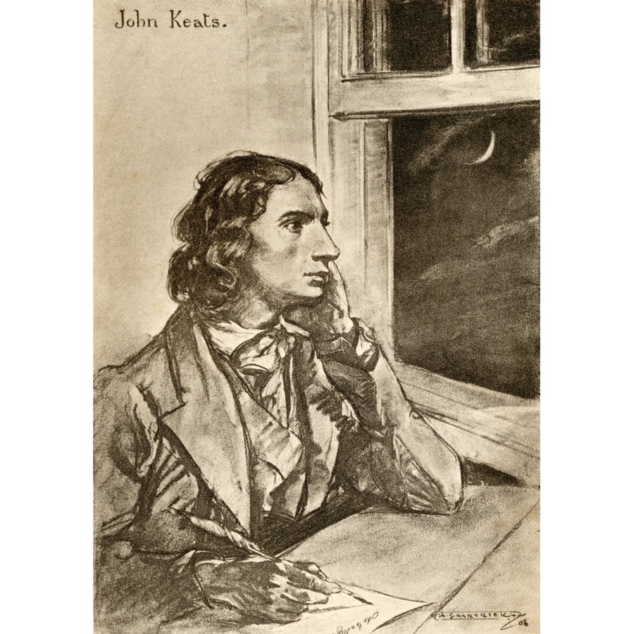 John Keats 1795-1821. English Romantic Lyric Poet. From An Illustration By A.S. Hartrick. Poster Print Image 1