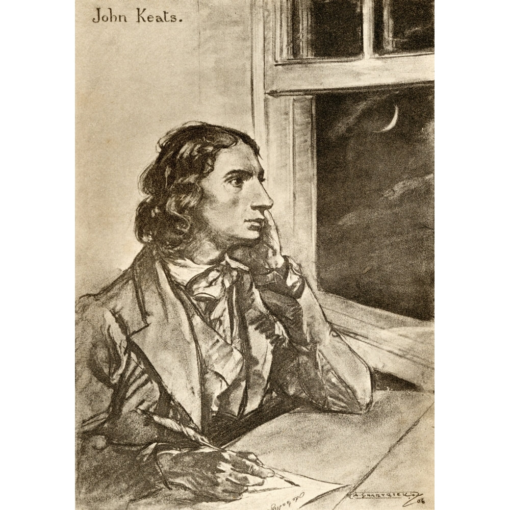 John Keats 1795-1821. English Romantic Lyric Poet. From An Illustration By A.S. Hartrick. Poster Print Image 2