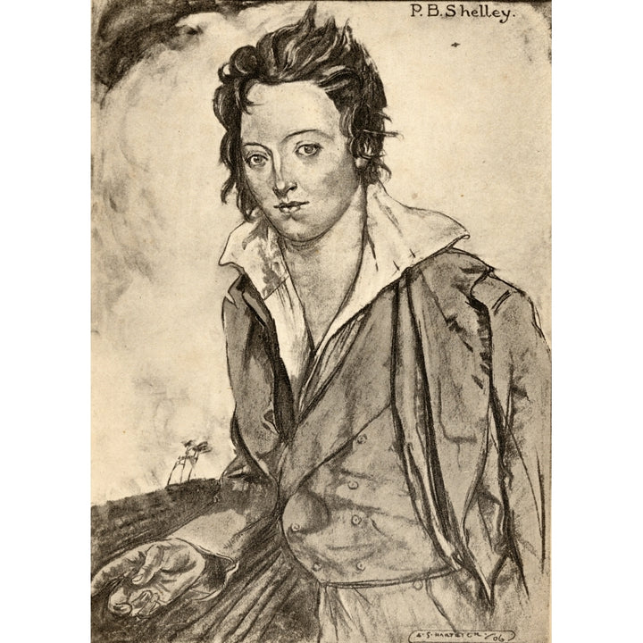 Percy Bysshe Shelley 1792-1822. English Romantic Poet. From An Illustration By A.S. Hartrick. Poster Print Image 1