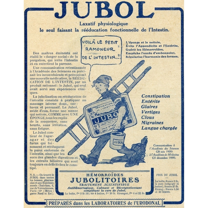 French Advertisement C.1916 For Jubola Laxative. Poster Print Image 1