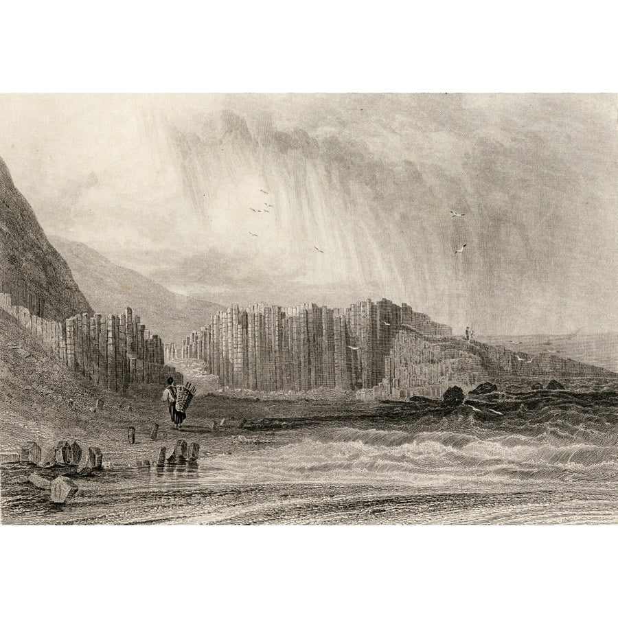 Giants Causeway County Antrim Northern Ireland. Drawn By A. Nicholl Engraved By E. Radclyffe. Poster Print Image 1