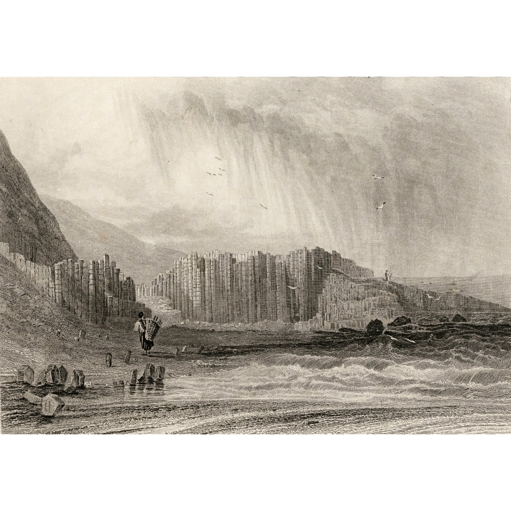 Giants Causeway County Antrim Northern Ireland. Drawn By A. Nicholl Engraved By E. Radclyffe. Poster Print Image 2