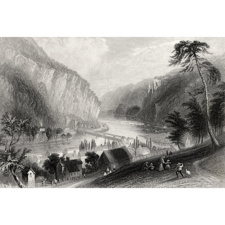 Harpers Ferry From The Potomac Side Engraved By W Radclyffe After W H Bartlett Poster Print Image 1