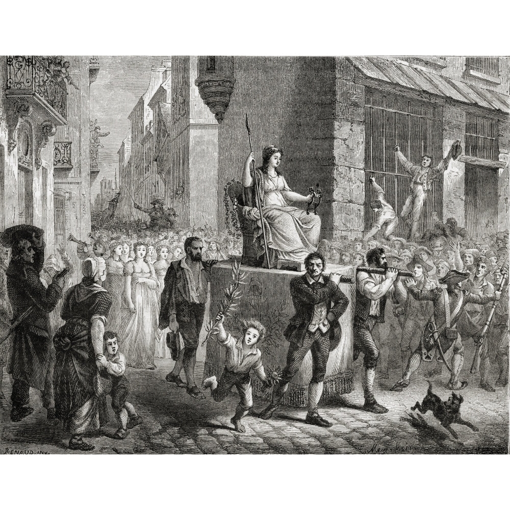 Procession Of The Goddess Of Reason 10 November 1793.Engraved By Meyer-Heine Image 1