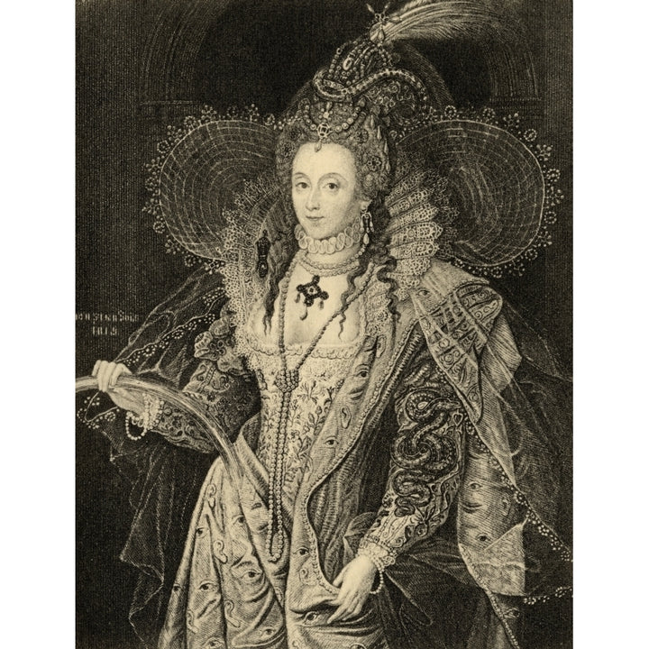 Elizabeth I 1533-1603. Queen Of England 1558-1603. Photo-Etching From Painting Image 1