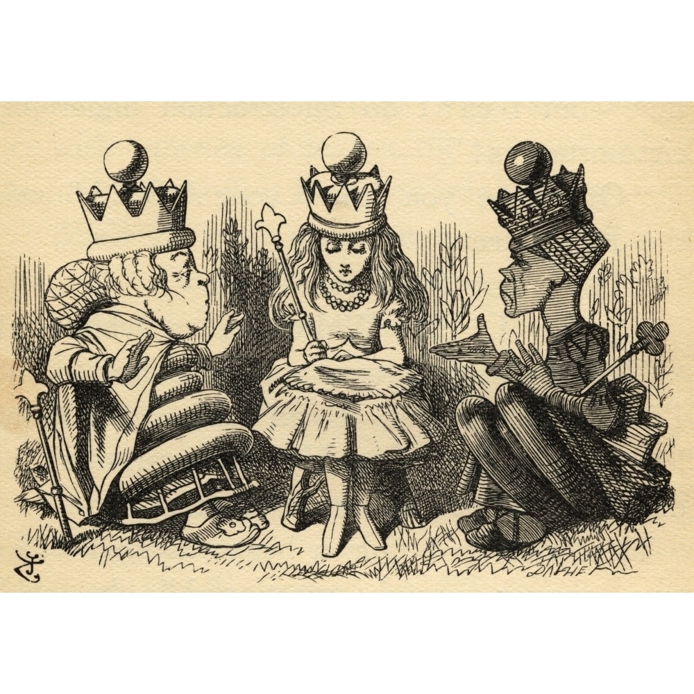 Alice With The White Queen And The Red Queen.Illustration By Sir John Tenniel Image 1