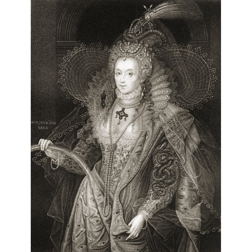 Elizabeth I 1533-1603. Queen Of England. From The Book _Lodge S British Portraits Published London 1823. Image 2