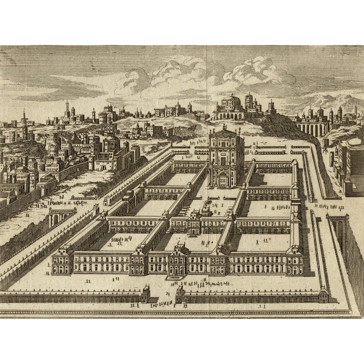 Elevation Of The Temple Of Jerusalem As Rebuilt By Herod. 18Th Century Engraving. Poster Print Image 1