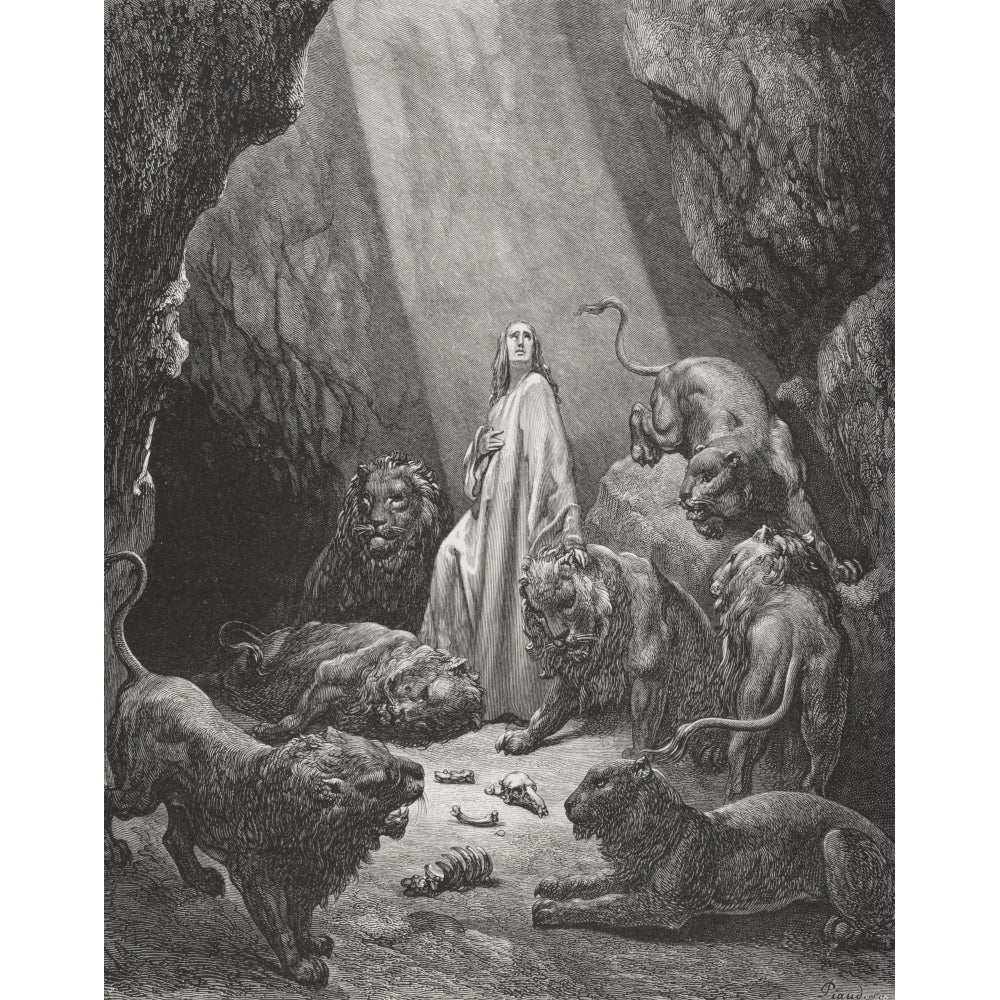 Engraving From The Dore Bible Illustrating Daniel Vi 16 And 17 Daniel In The Den Of Lions By Gustave Dore 1832-1883 Fren Image 1