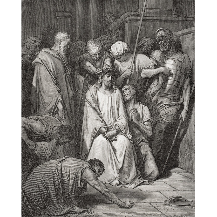 Engraving From The Dore Bible Illustrating Matthew Xxvii 29 And 30 The Crown Of Thorns By Gustave Dore 1832-1883 French Image 1