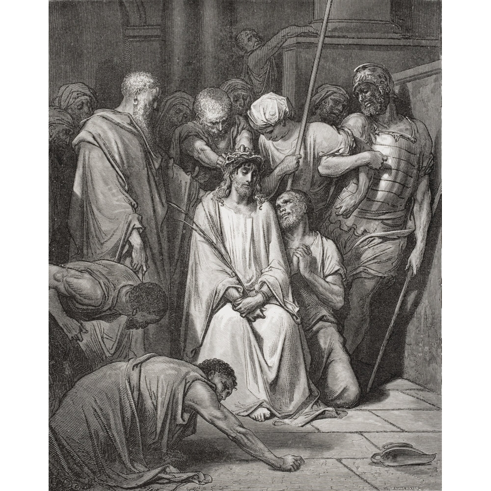 Engraving From The Dore Bible Illustrating Matthew Xxvii 29 And 30 The Crown Of Thorns By Gustave Dore 1832-1883 French Image 2