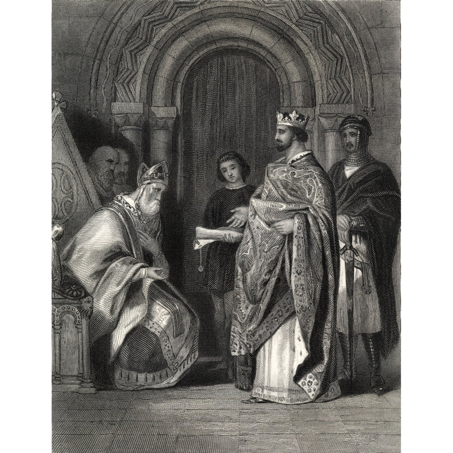 Henry Ii Presenting The Popes Bull To The Archbishop Of Cashel. Drawn By H.Warren Engraved By G. Greatbach Image 1